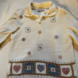 Vintage Alfred Dunner Cream Knit Cardigan size Petite Medium